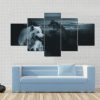White Wolf At Night - Animal 5 Panel Canvas Art Wall Decor