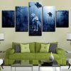 White Wolf Couple - Animal 5 Panel Canvas Art Wall Decor