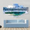 Winter Mountain Lake - Nature 5 Panel Canvas Art Wall Decor