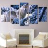 Wolf In Snowy Forest Painting - Animal 5 Panel Canvas Art Wall Decor