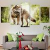 Wolf In The Forest - Animal 5 Panel Canvas Art Wall Decor