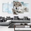 Wolf Pack Family - Animal 5 Panel Canvas Art Wall Decor