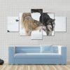 Wolves Couple Making Love In Snow - Animal 5 Panel Canvas Art Wall Decor