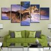 Wolves Running Through The Snow - Animal 5 Panel Canvas Art Wall Decor