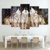 Wolves Wolf Pack Howling - Animal 5 Panel Canvas Art Wall Decor