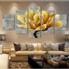 Yellow Flowers 9 - Nature 5 Panel Canvas Art Wall Decor