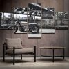 intage Motorcycle 01 - Automative 5 Panel Canvas Art Wall Decor