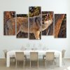 wolf in forest 1 - Animal 5 Panel Canvas Art Wall Decor